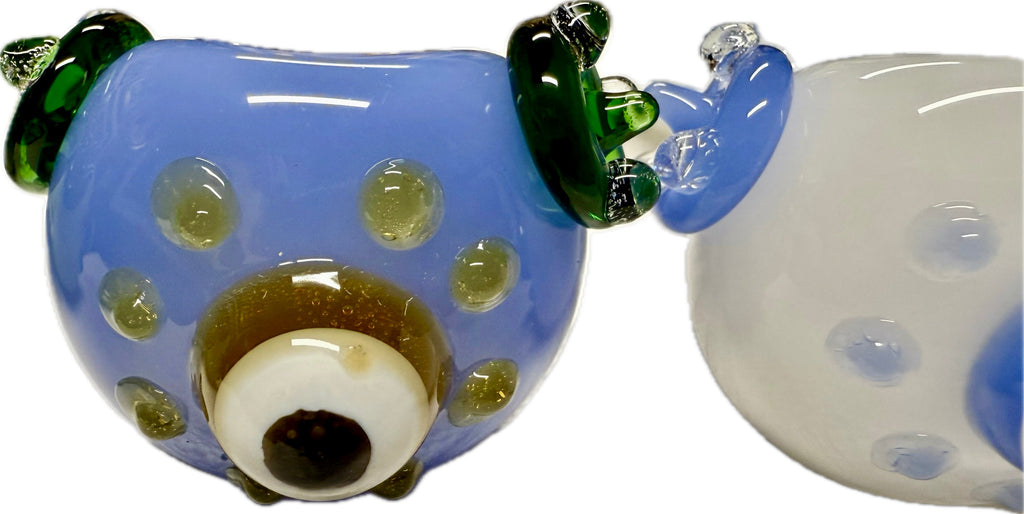 Ripkitty 4.5" Tobacco Dry Herb Hand Pipe Spoon Color Tube Glass with Penguins Art