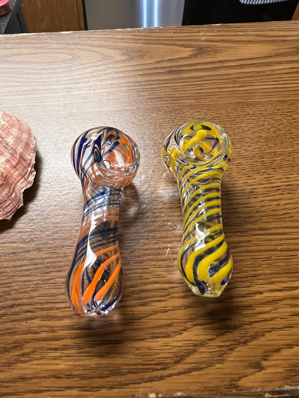 Ripkitty 3" Small Glass Mini Tiny Striped Swirly Handblown Dry Herb Hand Pipe