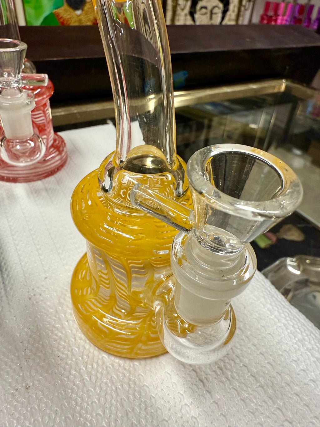 Ripkitty 5” Fancy Mini Bong with Rod Color and 14mm Male Bowl – Colors May Vary