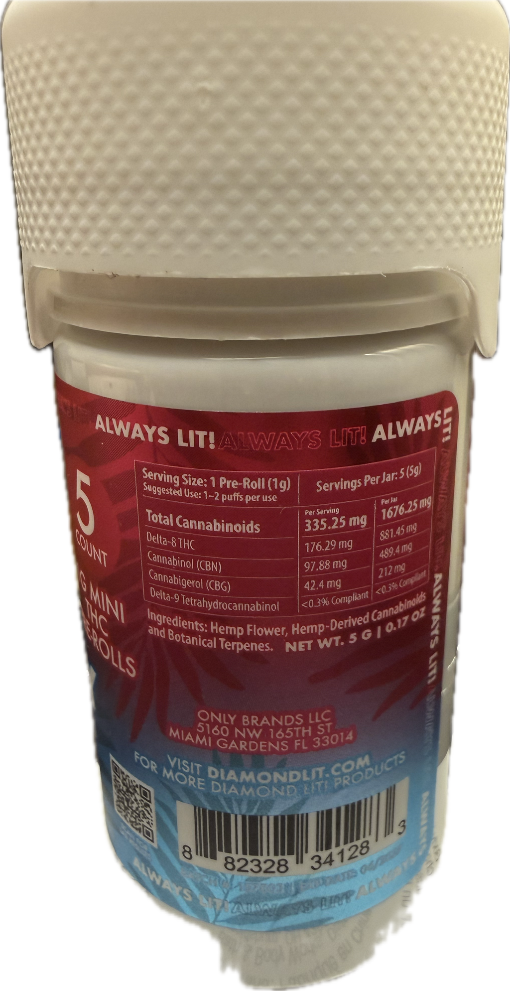 Diamond Lit! – Exotics Dog Walkers – 5CT Jar – 1G Delta-8 Pre-Rolls (Sativa / Hybrid / Indica)