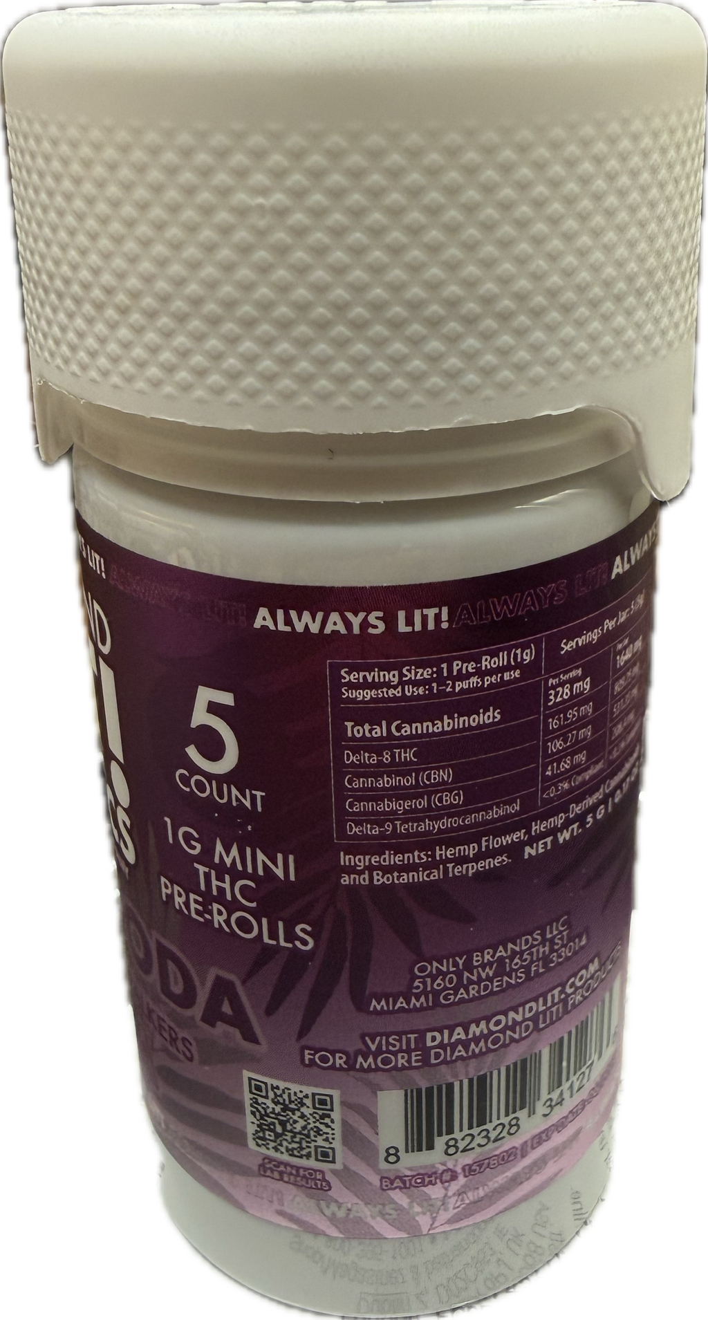 Diamond Lit! – Exotics Dog Walkers – 5CT Jar – 1G Delta-8 Pre-Rolls (Sativa / Hybrid / Indica)